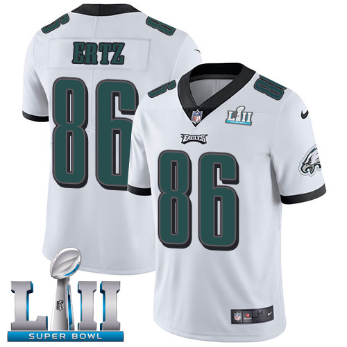 Nike Eagles #86 Zach Ertz White Super Bowl LII Youth Stitched NFL Vapor Untouchable Limited Jersey - Click Image to Close